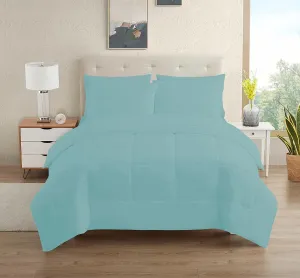 Full Size Bed in a Bag Dorm Room Essentials College Bedding Comforter Set 7 Piece 100% Cotton for College Students Boys and Girls Misty Blue