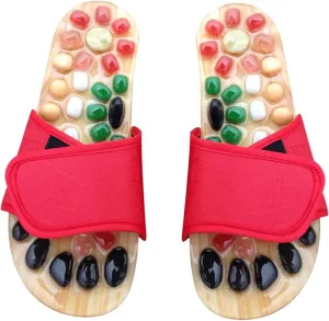 GARVALON Natural Jade Acupressure Slippers Massage Sandals Health Massage Shoes Toe Size 37-38