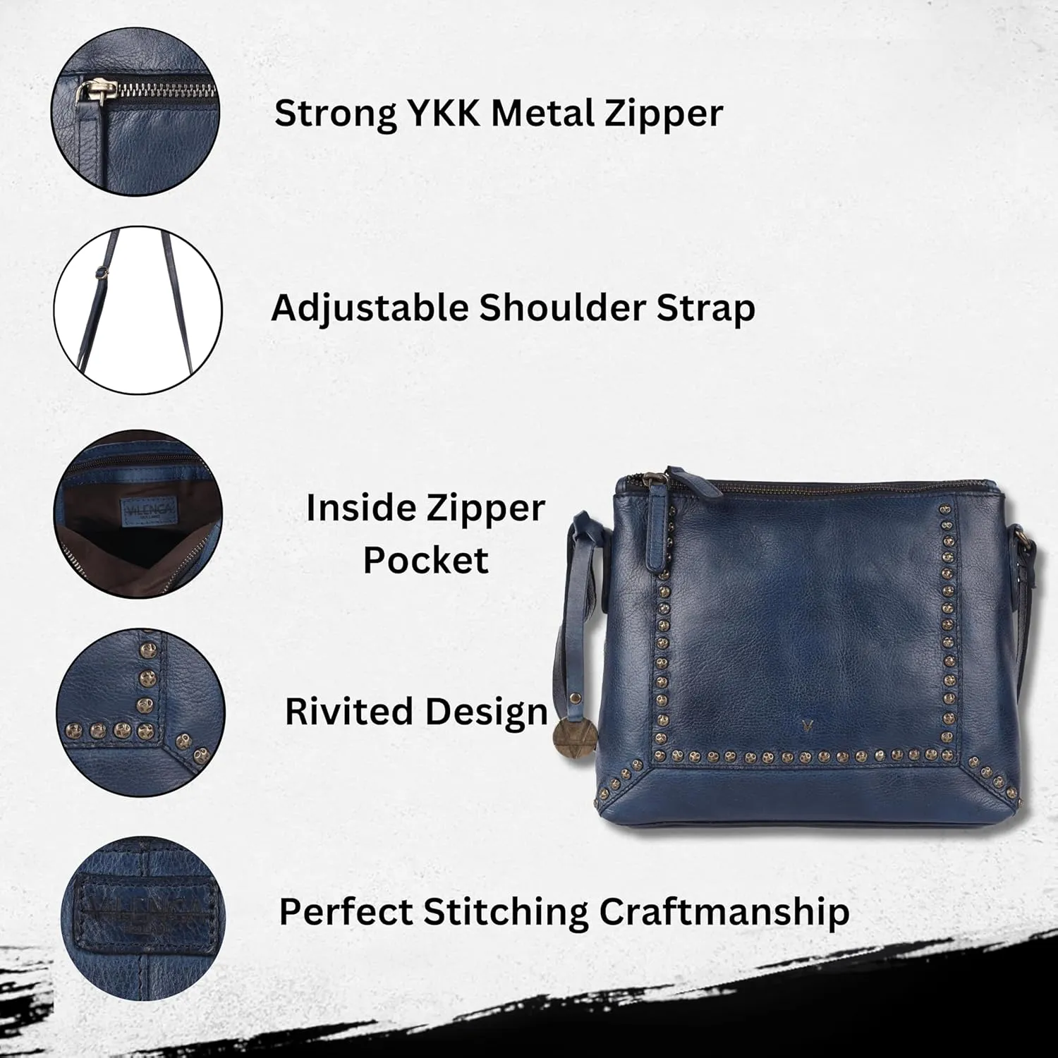 Genuine Italian Leather Boho Studded Crossbody Sling Bag - Stylish, Durable, & Perfect for Everyday Use for women