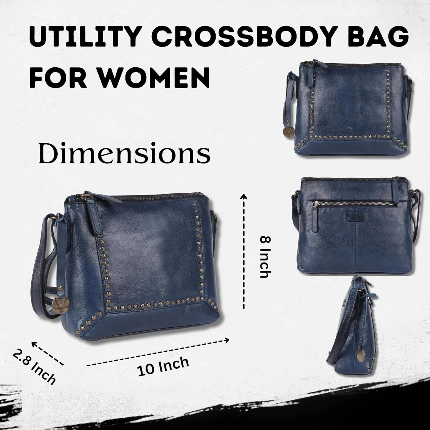 Genuine Italian Leather Boho Studded Crossbody Sling Bag - Stylish, Durable, & Perfect for Everyday Use for women