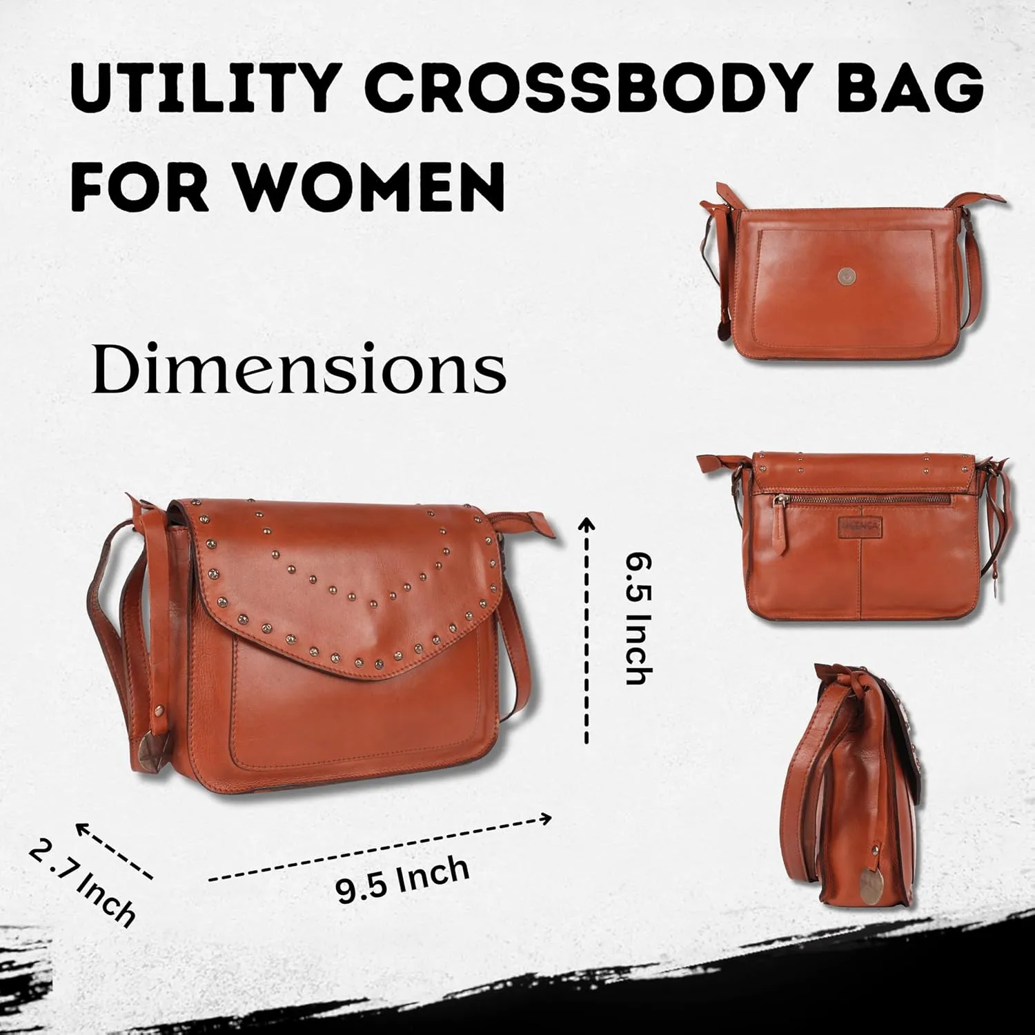 Genuine Italian Leather Boho Studded Crossbody Sling Bag - Stylish, Durable, & Perfect for Everyday Use for Women