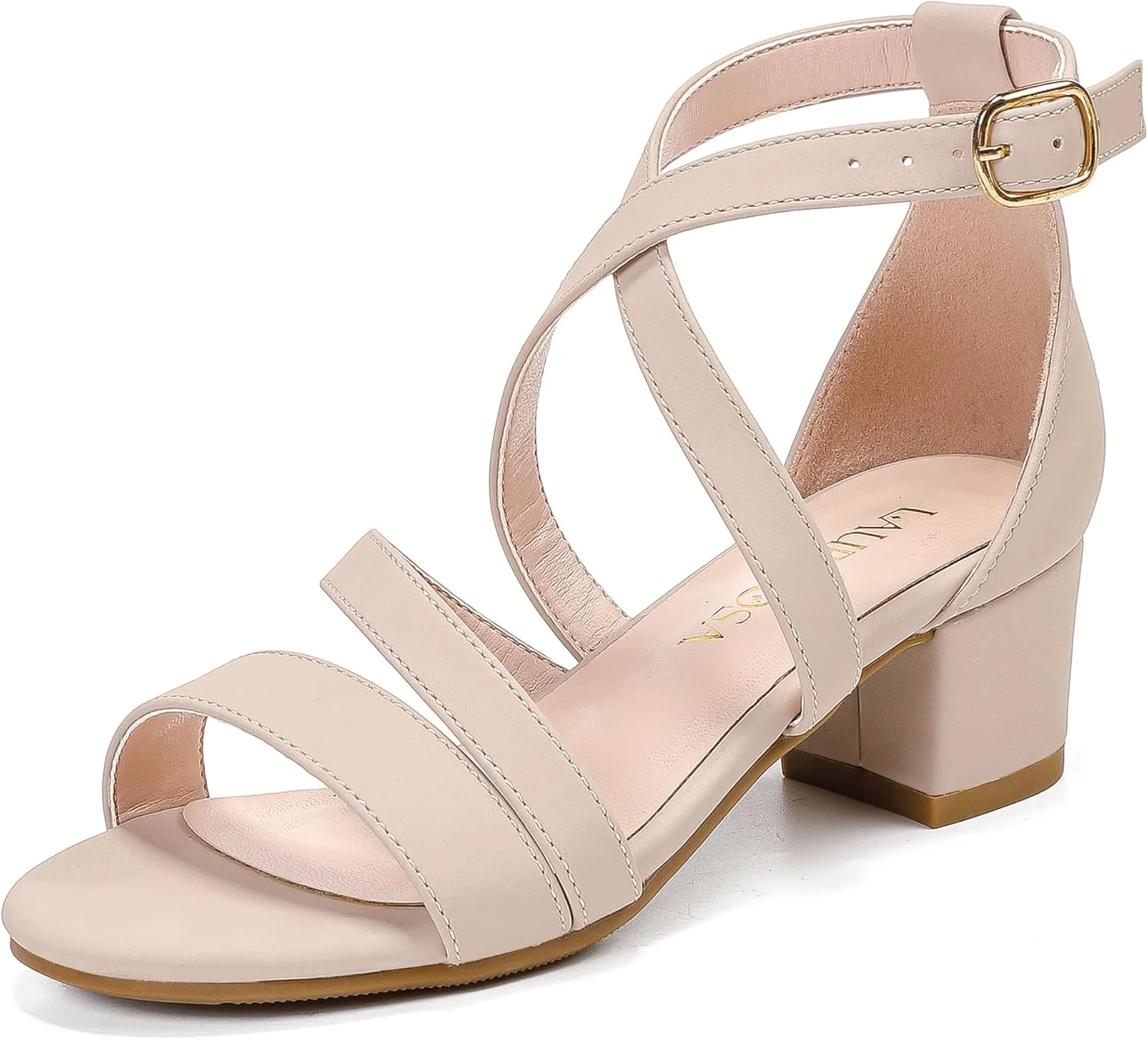 Girls Sandals Chunky High Heel Strappy Open Toe Ankle Strap Dress Shoes for Little Big Kids in Wedding Party