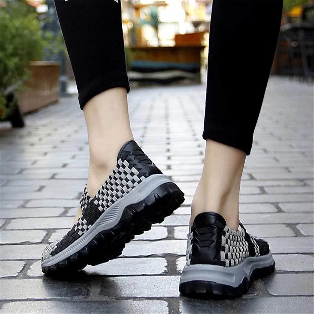 GOSPT Women's Elastic Woven Walking Shoes Mary Jane Flats Slip on Sneakers