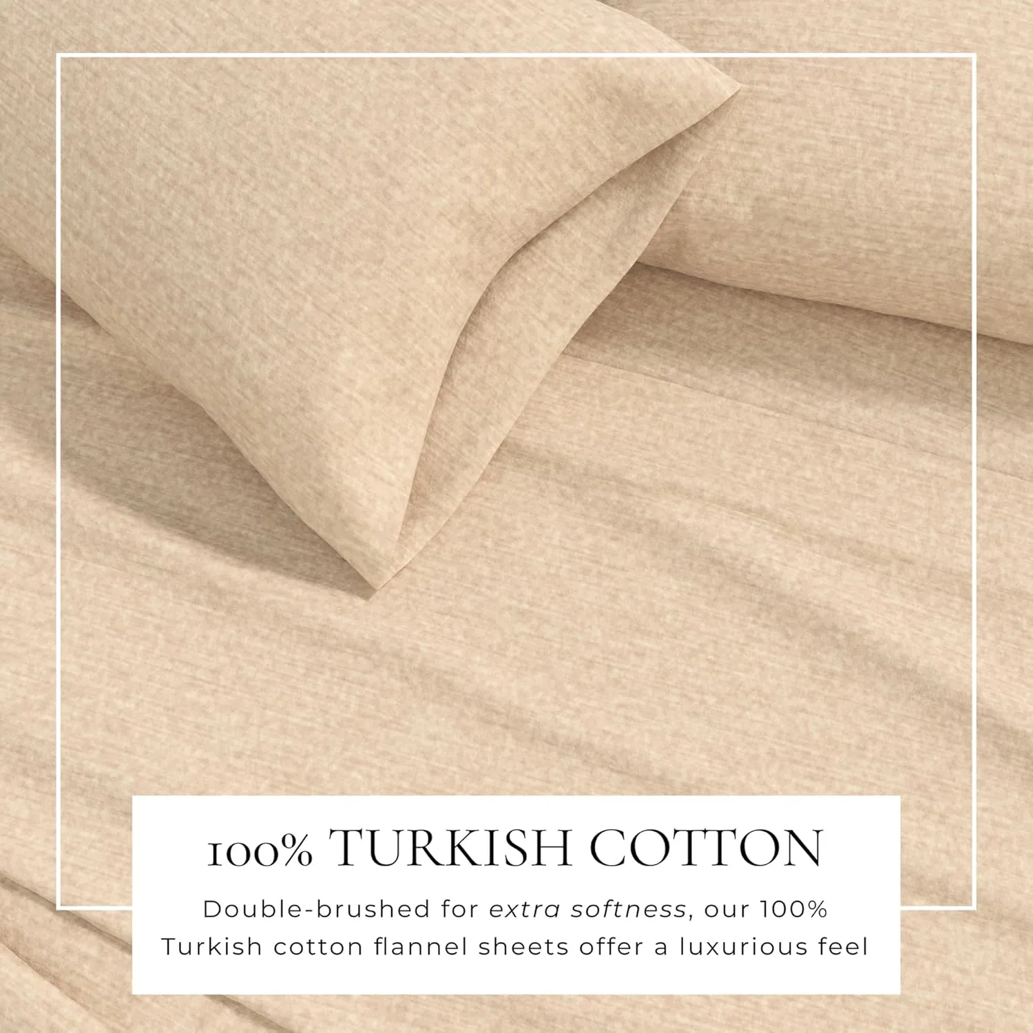 Great Bay Home Flannel Sheet Set Full Size - Heathered Cotton Blend, Double-Brushed, Winter Bed Sheets - Ultra-Soft, Cozy, 4-Piece Rustic Bedding Set (Heathered Sand)