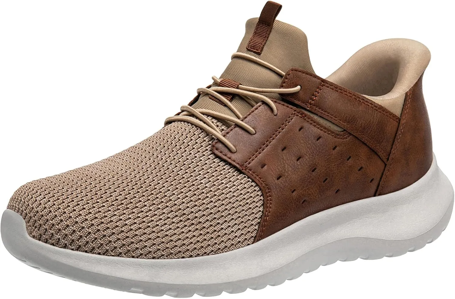 Hands Free Slip On Shoes for Men Walking Casual Sneaker Arch Support Memory Foam Mesh Light Cushioning Fashion Breathable Stylish Black White Tan Grey