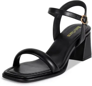 Heels Charm Women's Chunky Block Heeled Sandals 2.56 Inches Open Toe Ankle Strap Block High Heel Sandal Dress Dancing Sandals Daily Work Party Shoes
