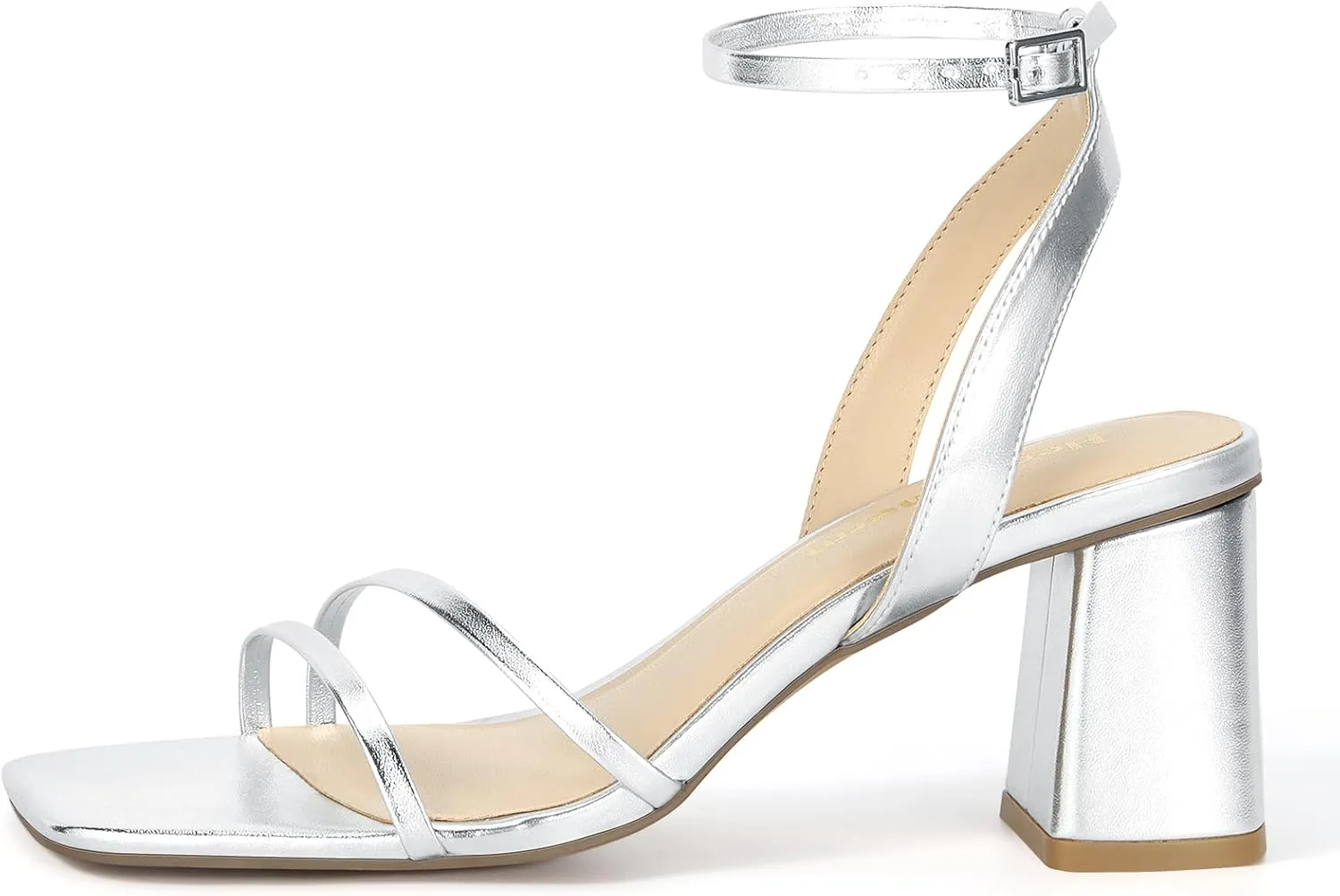 Heels Charm Women's Chunky Block Heeled Sandals 2.95 Inches Open Toe Ankle Strap Block High Heel Sandal Dress Dancing Chunky Sandals Daily Work Party Wedding Shoes