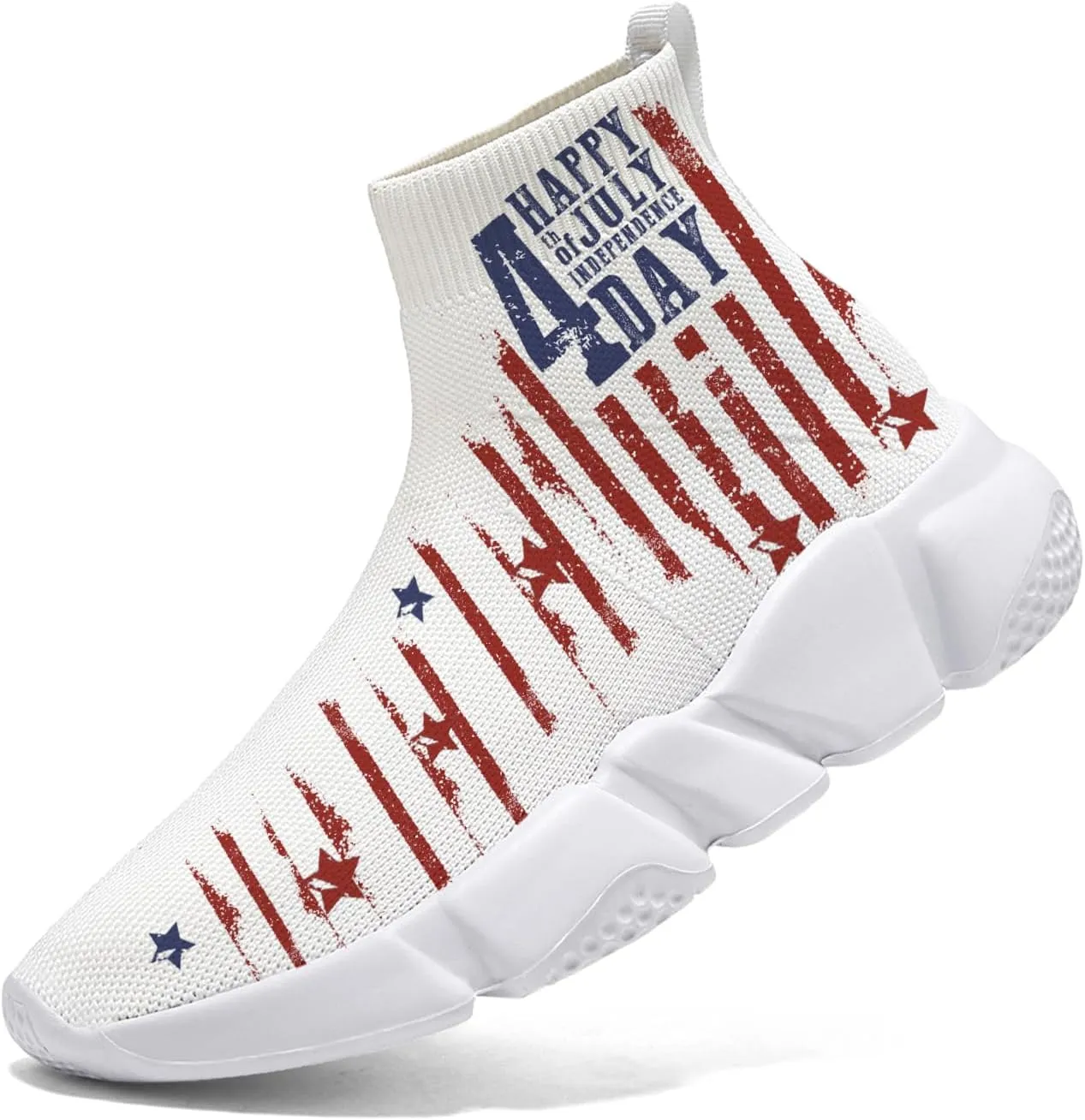 Hetios Men’s Graffiti Shoes July Fourth - Sock Sneakers Slip on Athletic Running Shoe Plus Size 7-15