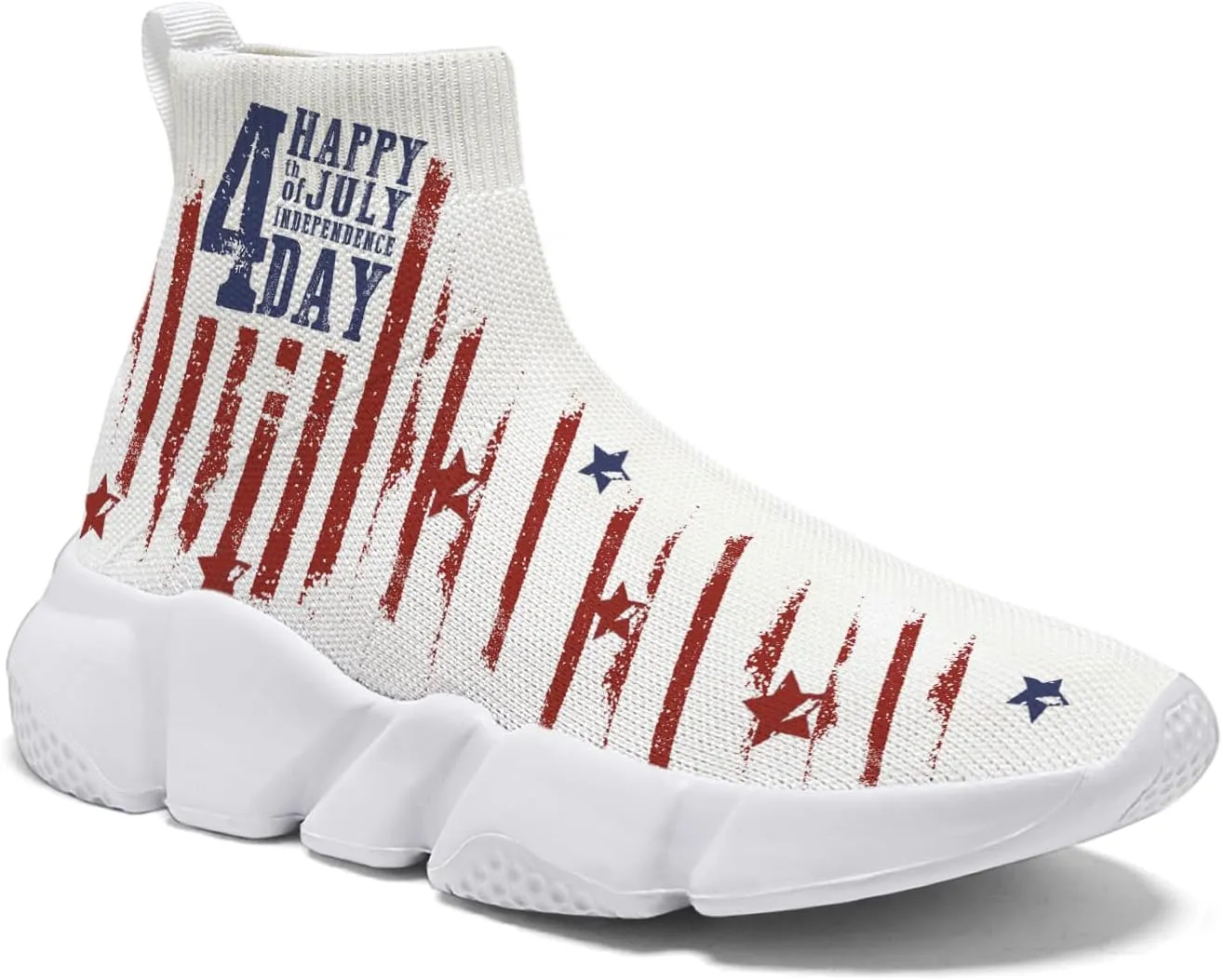 Hetios Men’s Graffiti Shoes July Fourth - Sock Sneakers Slip on Athletic Running Shoe Plus Size 7-15