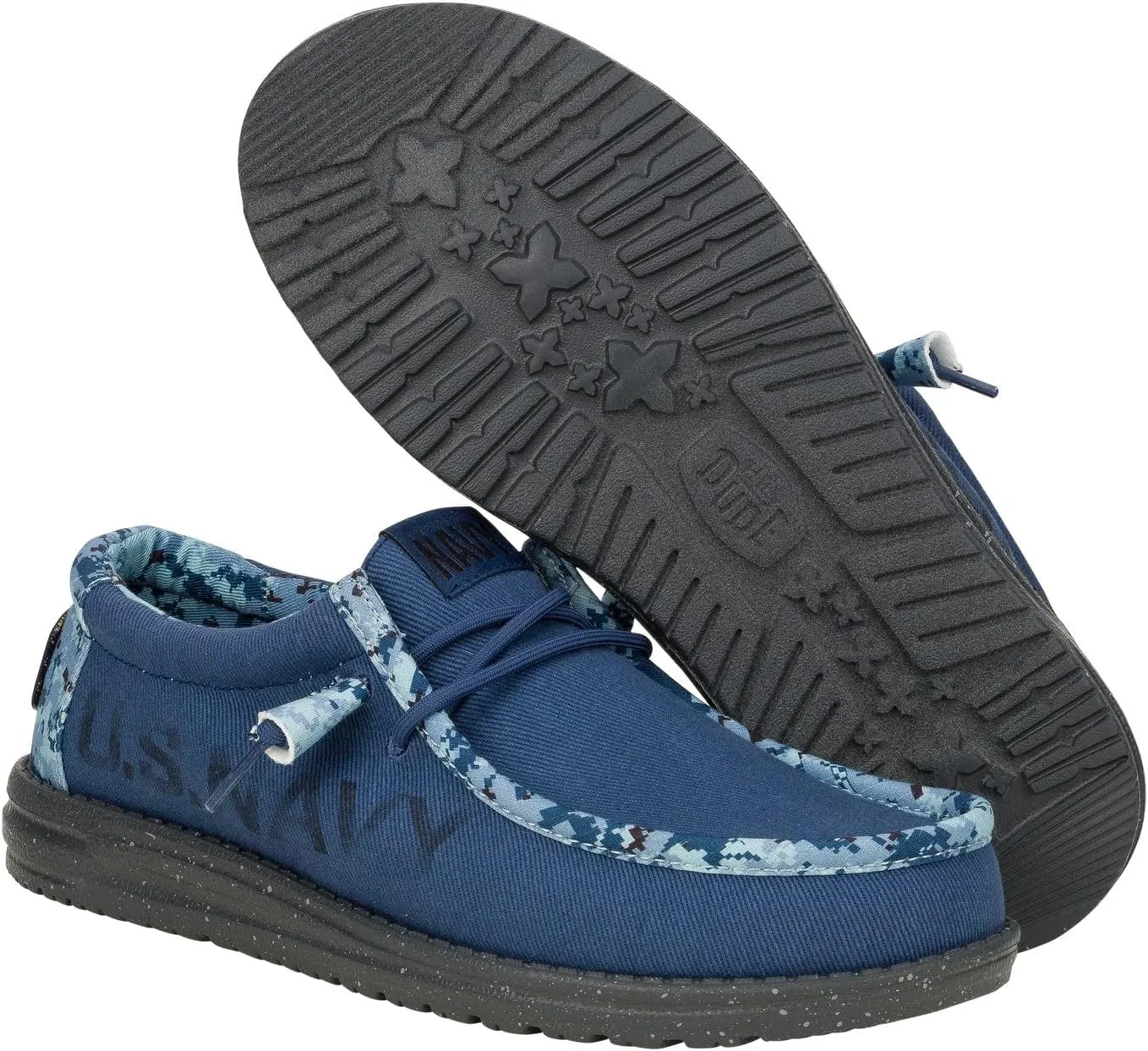 Hey Dude Wally US Army/Navy, Men’s Shoes, Men's Slip-on Loafers, Comfortable & Light-Weight