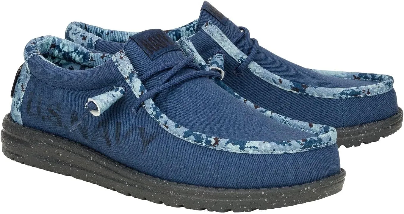 Hey Dude Wally US Army/Navy, Men’s Shoes, Men's Slip-on Loafers, Comfortable & Light-Weight