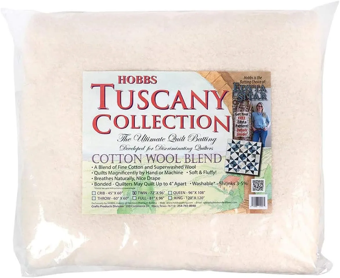 Hobbs Bonded Fibers Hobbs Tuscany Cotton Wool Blend Batting, Natural