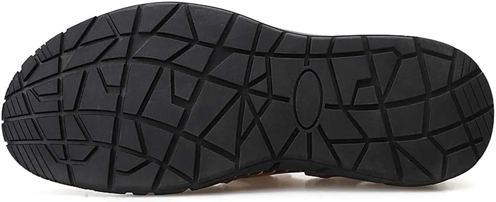 Honeystore Men's Athletic Leather Hollow Slip-on Sandals Casual Shoes Plus Size