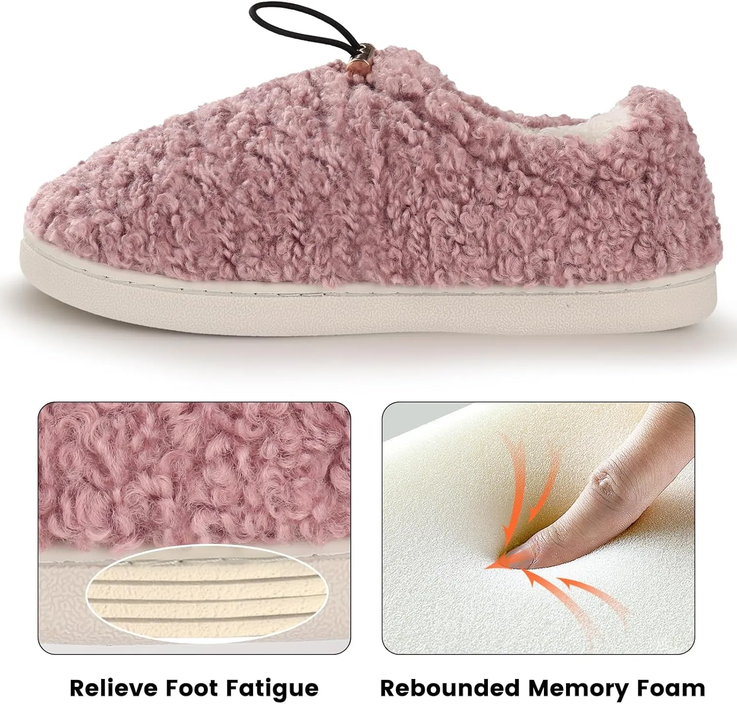 Ibeauti Womens Slippers Memory Foam Fuzzy Loafer Slippers for Indoor Outdoor House Shoes with Drawstring