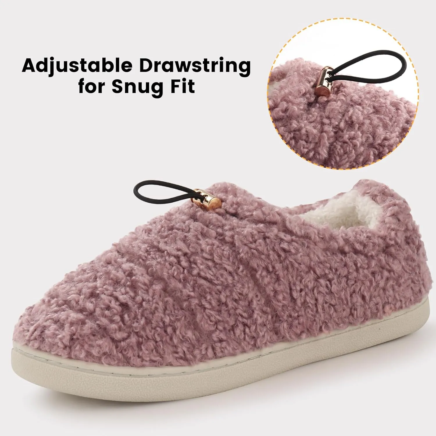 Ibeauti Womens Slippers Memory Foam Fuzzy Loafer Slippers for Indoor Outdoor House Shoes with Drawstring