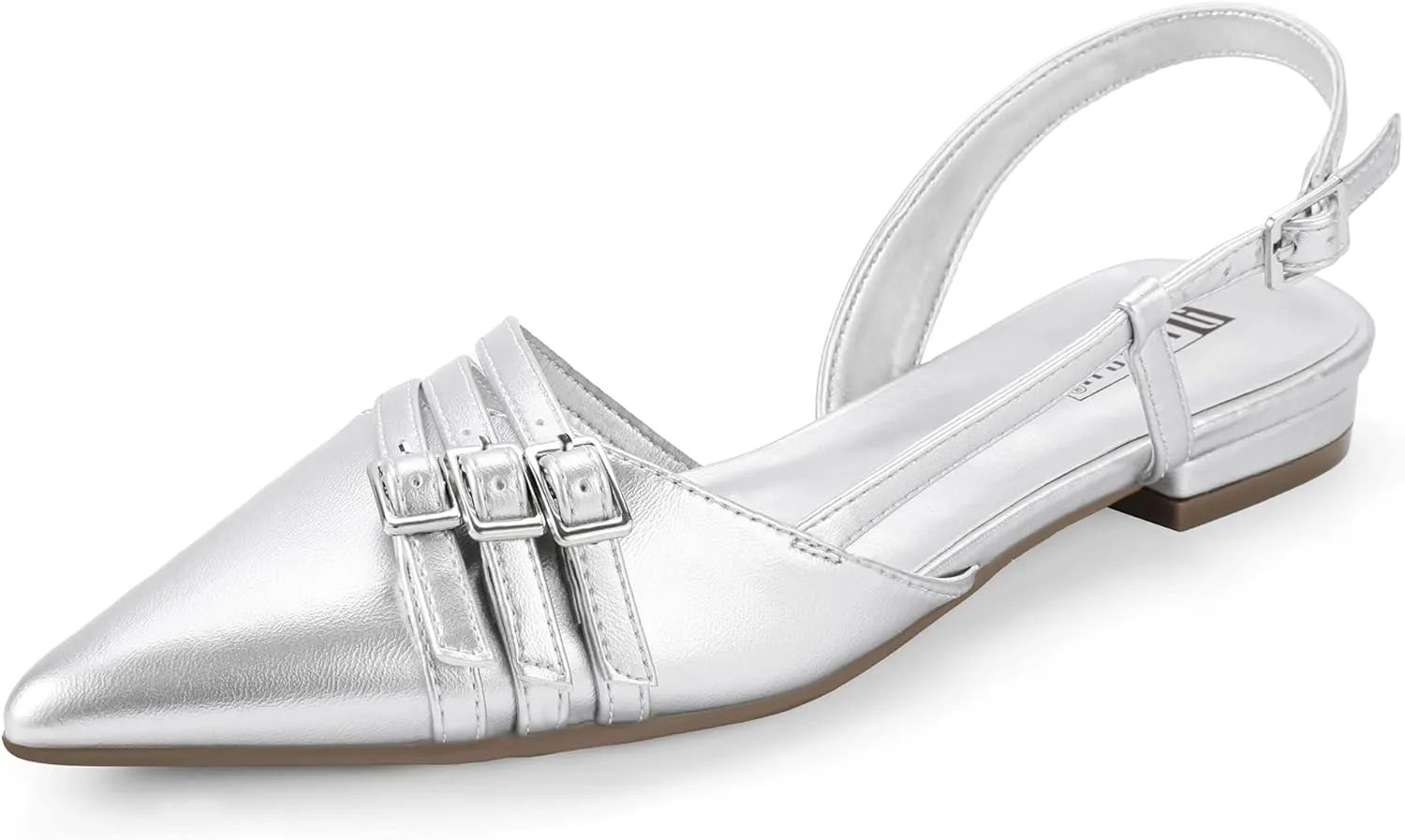 IDIFU Slingback Flats for Women Pointed Toe Ballet Flats Shoes Women Dressy Comfortable Casual Flat Dress Shoes for Women Office Work Wedding Bridal Cute Fashion Slip on Buckle Flats
