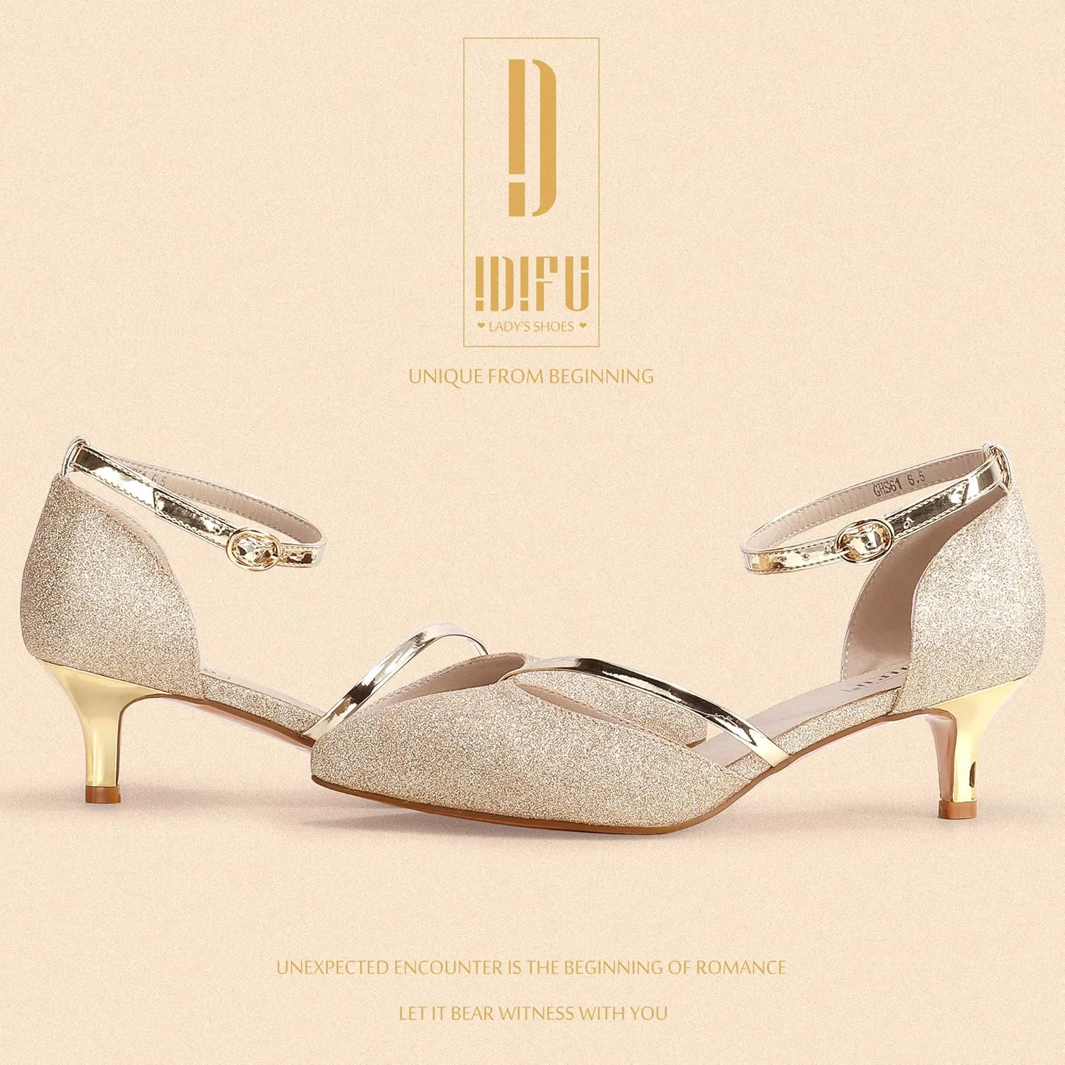 IDIFU Women IN2 Maxine Low Kitten Heels Dress Pumps Wedding Evening Formal Elegant Closed Toe Shoes for Women Bride