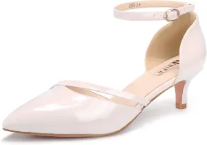 IDIFU Women IN2 Maxine Low Kitten Heels Dress Pumps Wedding Evening Formal Elegant Closed Toe Shoes for Women Bride