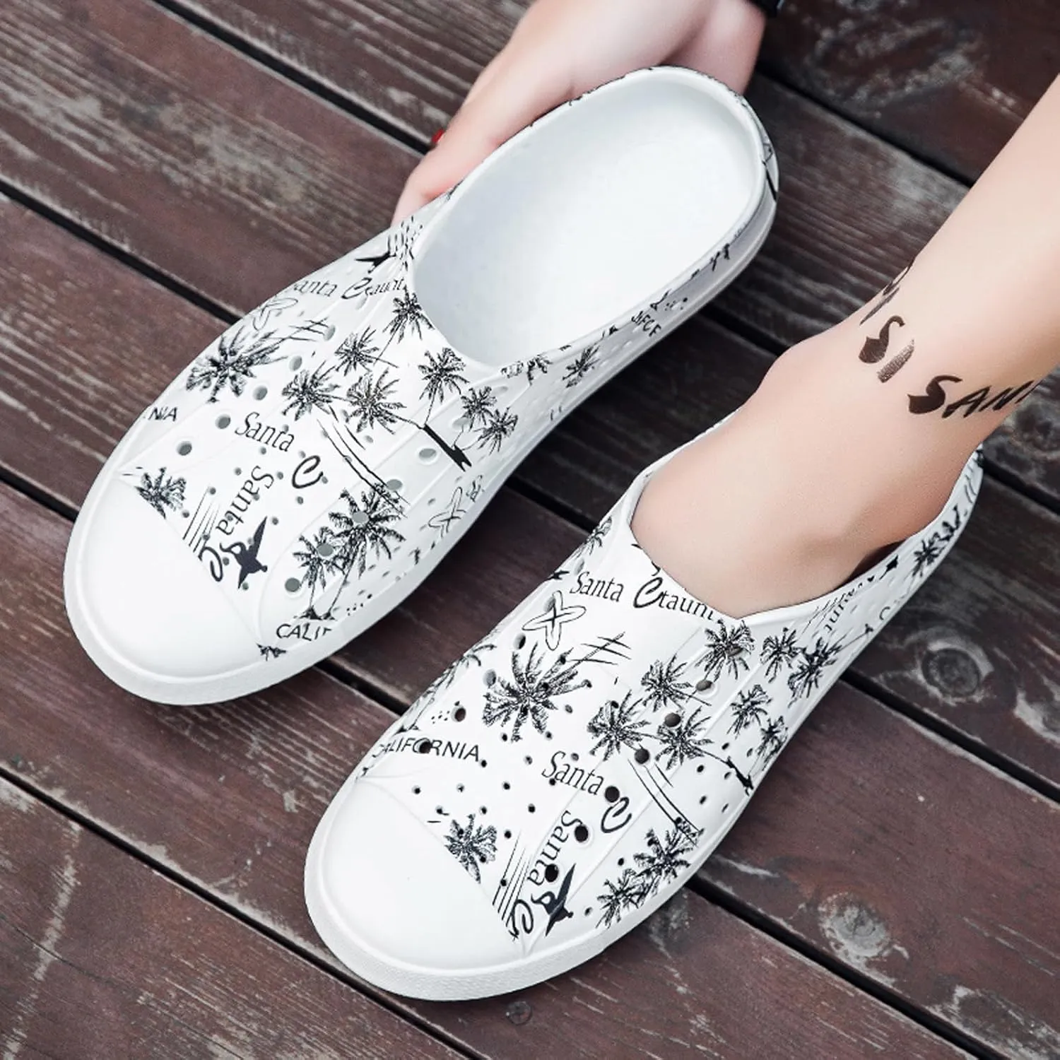 ihinzry Garden Clogs Mens Womens Backless Slip On Shoes Open Back Outdoor Slippers