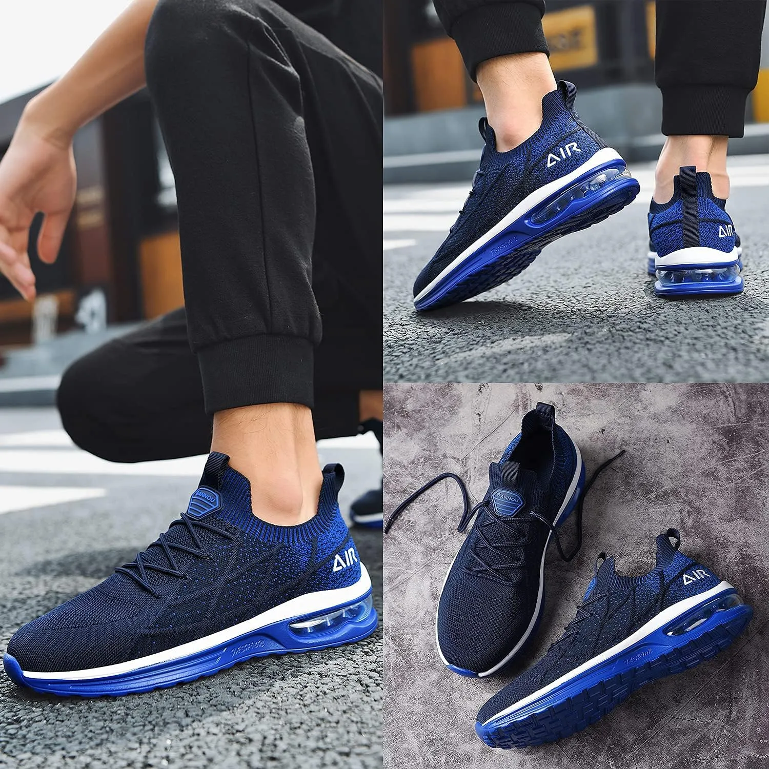 IIV Mens Air Running Shoes Casual Tennis Walking Athletic Gym Fashion Lightweight Slip On Sneakers