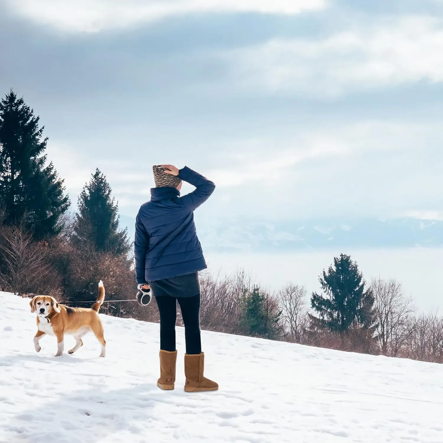 iMounTEK Winter Boots for Women Faux Suede Water Resistant Snow Boots Mid Calf Boots Ankle Boots Women's Winter Snow Boots with Warm Fur Lined Comfort Short Booties