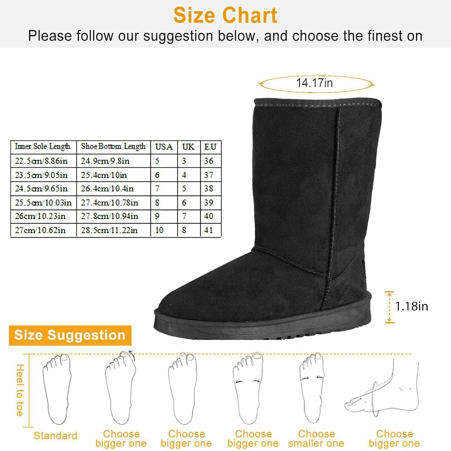 iMounTEK Winter Boots for Women Faux Suede Water Resistant Snow Boots Mid Calf Boots Ankle Boots Women's Winter Snow Boots with Warm Fur Lined Comfort Short Booties