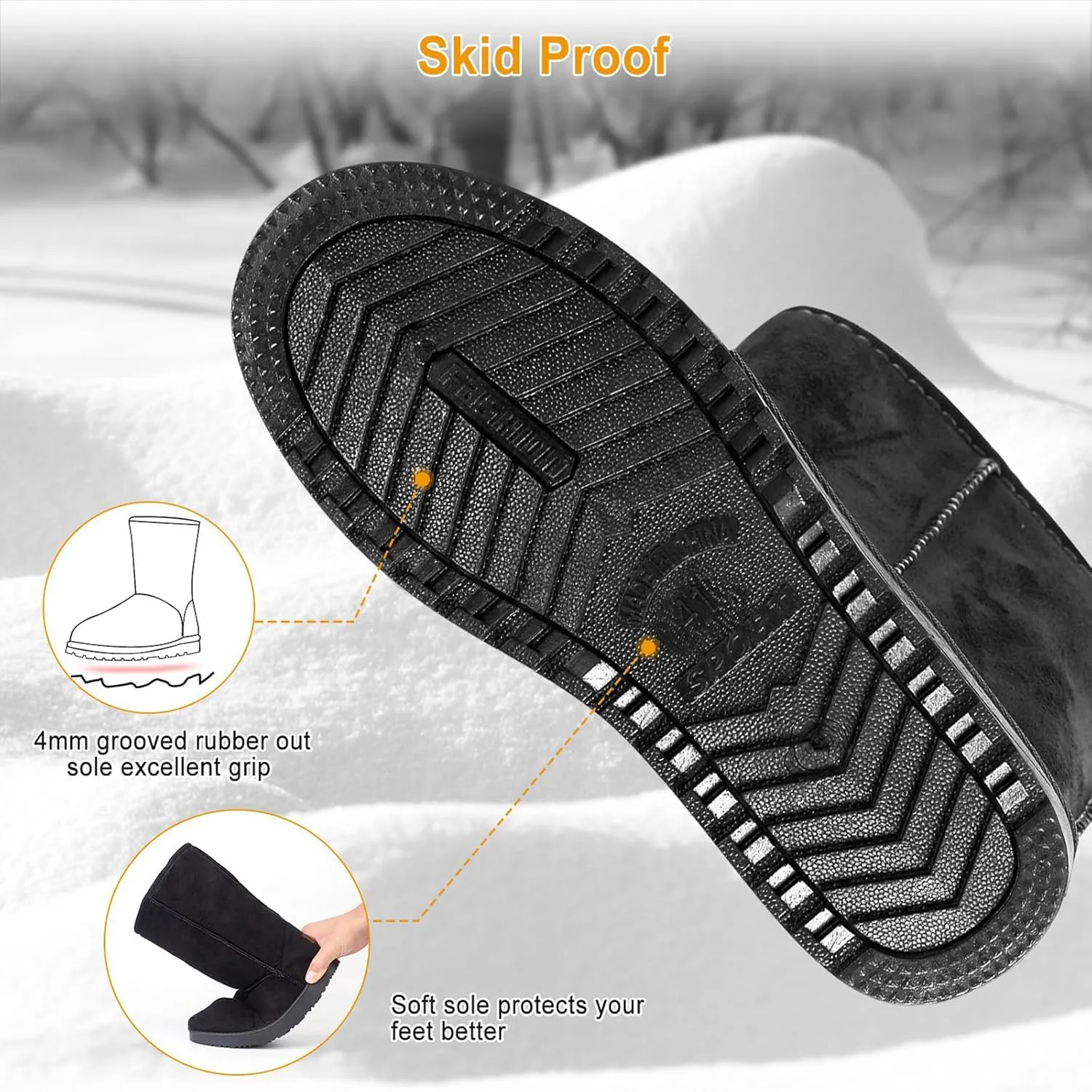 iMounTEK Winter Boots for Women Faux Suede Water Resistant Snow Boots Mid Calf Boots Ankle Boots Women's Winter Snow Boots with Warm Fur Lined Comfort Short Booties