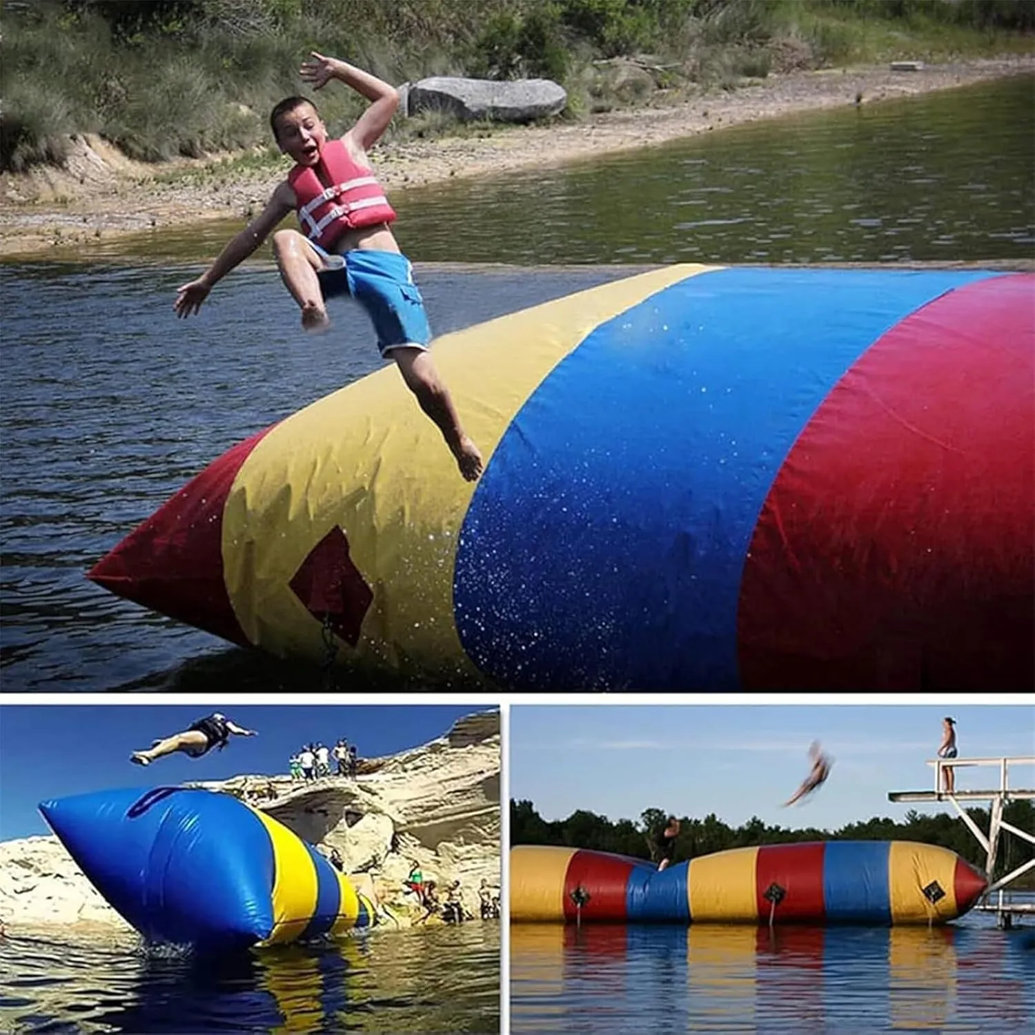 Inflatable Water Catapult, Launch Pad Blob for Jumping Drop Bag with Air Pump for Adults and Children