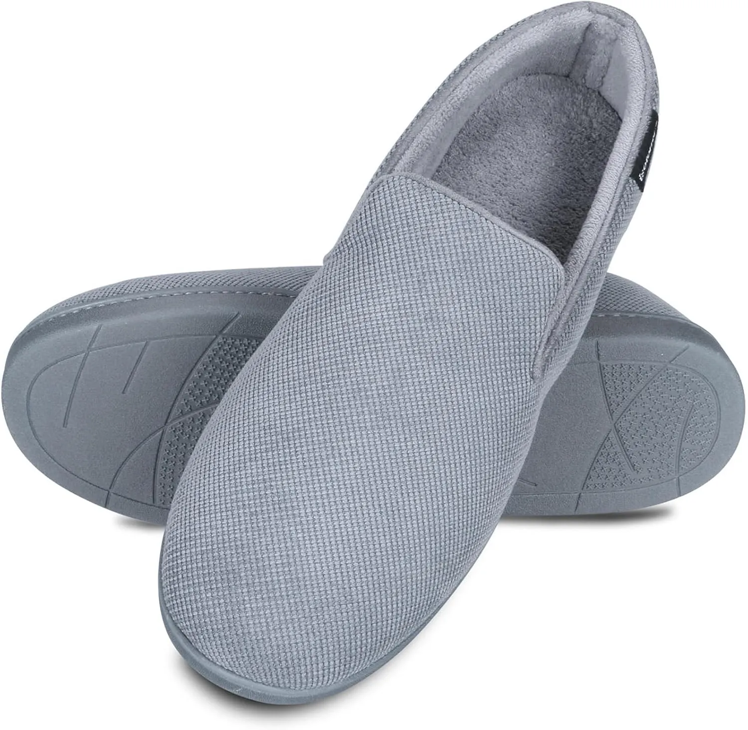 isotoner Men's Diamond Corduroy Slippers-Gel Memory Foam Moccasin, Washable, Moisture-Wicking Lining