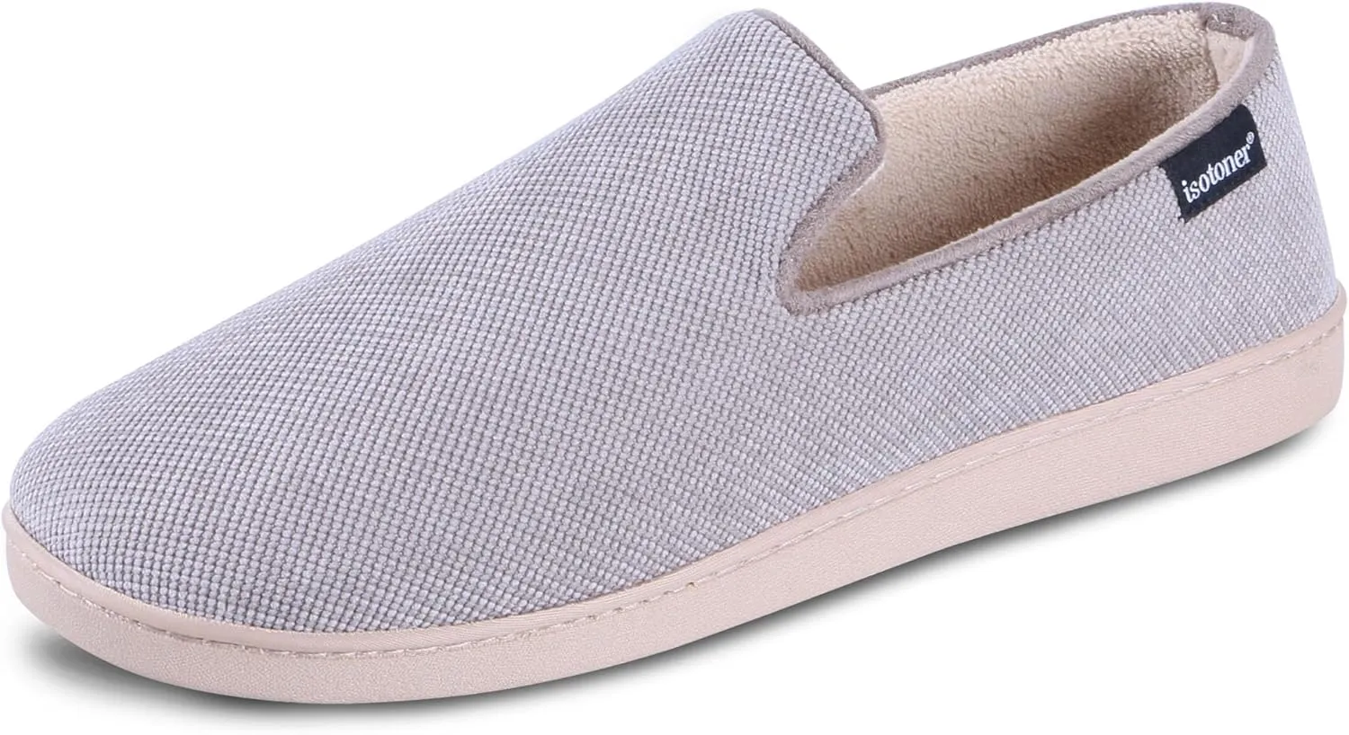 isotoner Men's Diamond Corduroy Slippers-Gel Memory Foam Moccasin, Washable, Moisture-Wicking Lining