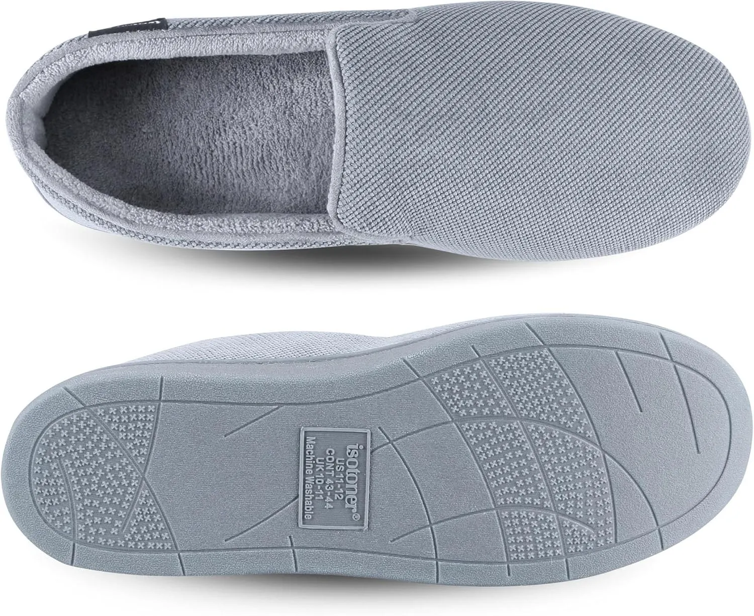 isotoner Men's Diamond Corduroy Slippers-Gel Memory Foam Moccasin, Washable, Moisture-Wicking Lining