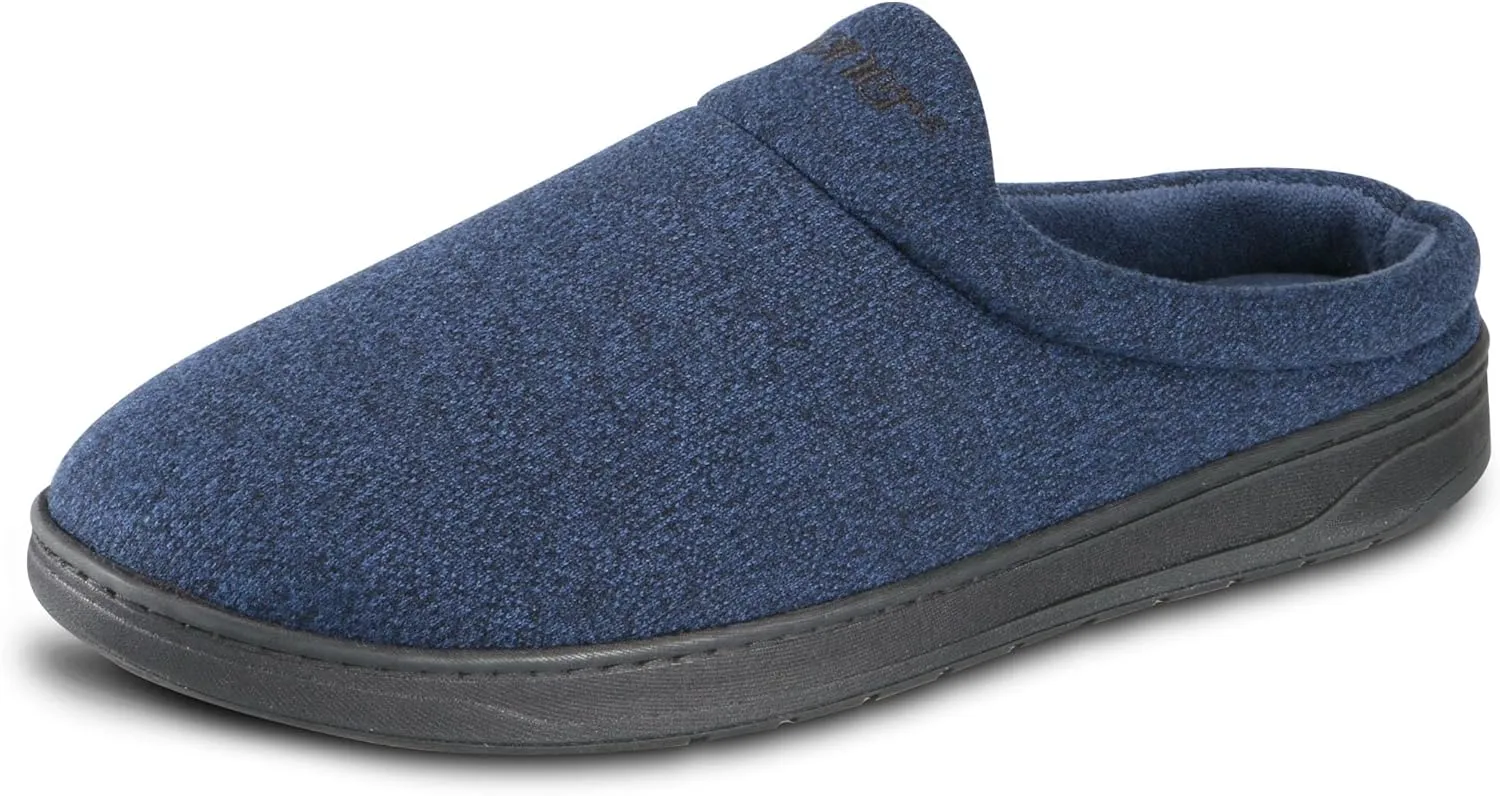 isotoner Men's Heathered Knit Brady Clog Slipper, Memory Foam, Enhanced Heel Cushion, Indoor/Outdoor Outsole