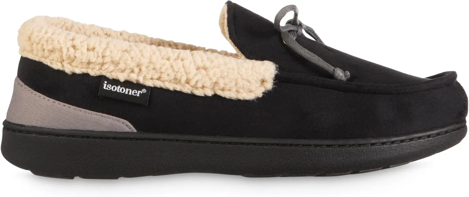 isotoner Men's Recycled Advanced Memory Foam Microsuede Vincent Eco Comfort Moccasin Slippers