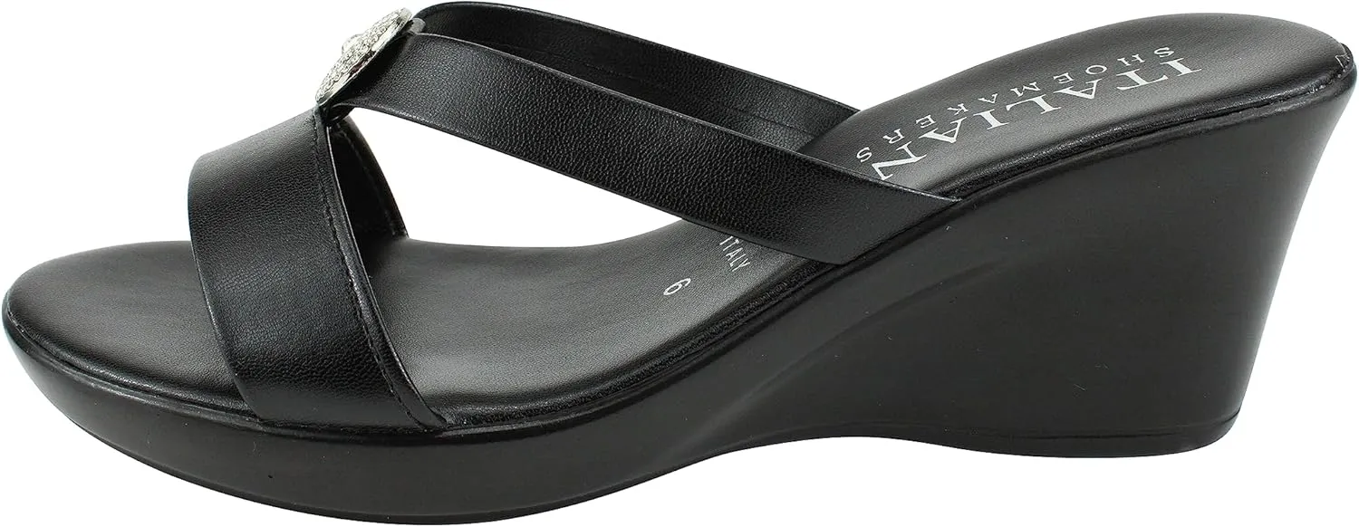 ITALIAN Shoemakers Besy Women's Wedge Moderate Height Band Sandal