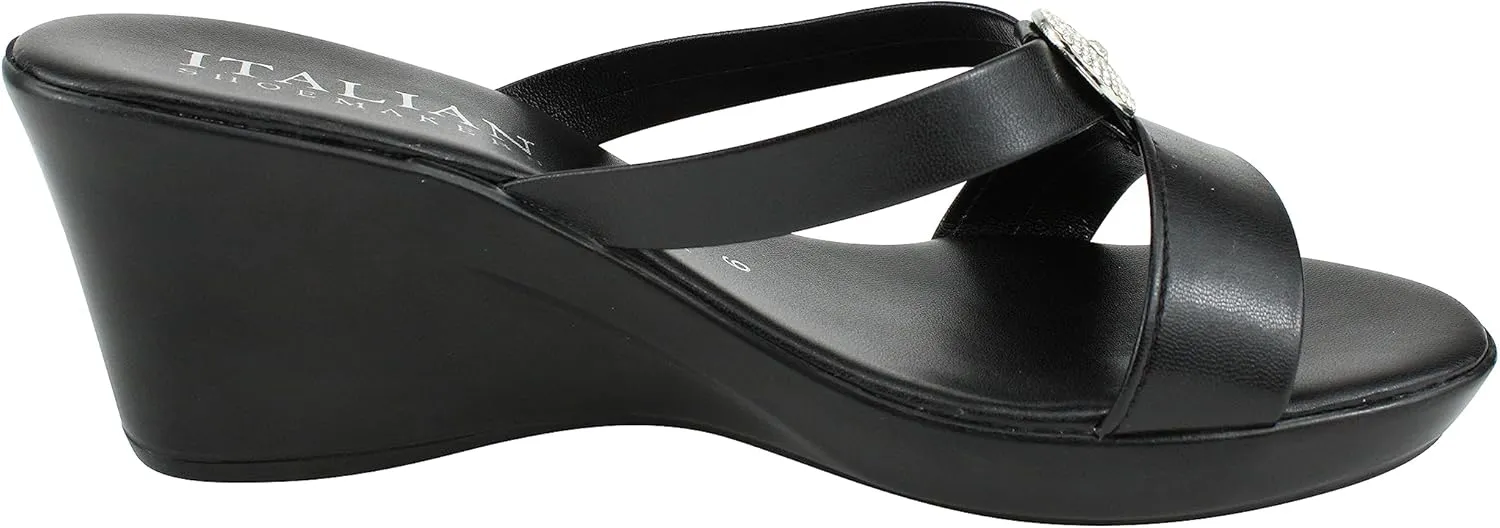 ITALIAN Shoemakers Besy Women's Wedge Moderate Height Band Sandal