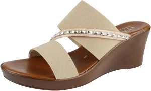 ITALIAN Shoemakers Pert Women's Wedge Open Toe Strap Sandal for Women