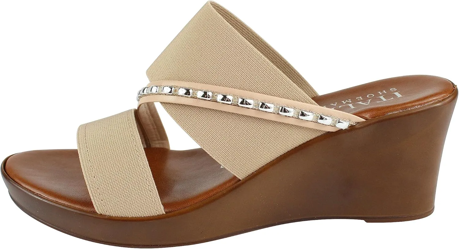 ITALIAN Shoemakers Pert Women's Wedge Open Toe Strap Sandal for Women