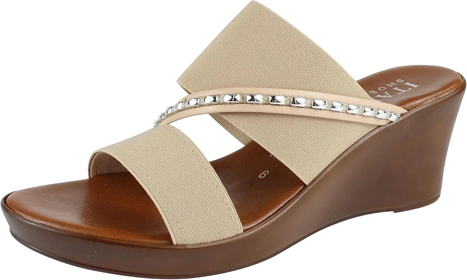 ITALIAN Shoemakers Pert Women's Wedge Open Toe Strap Sandal for Women