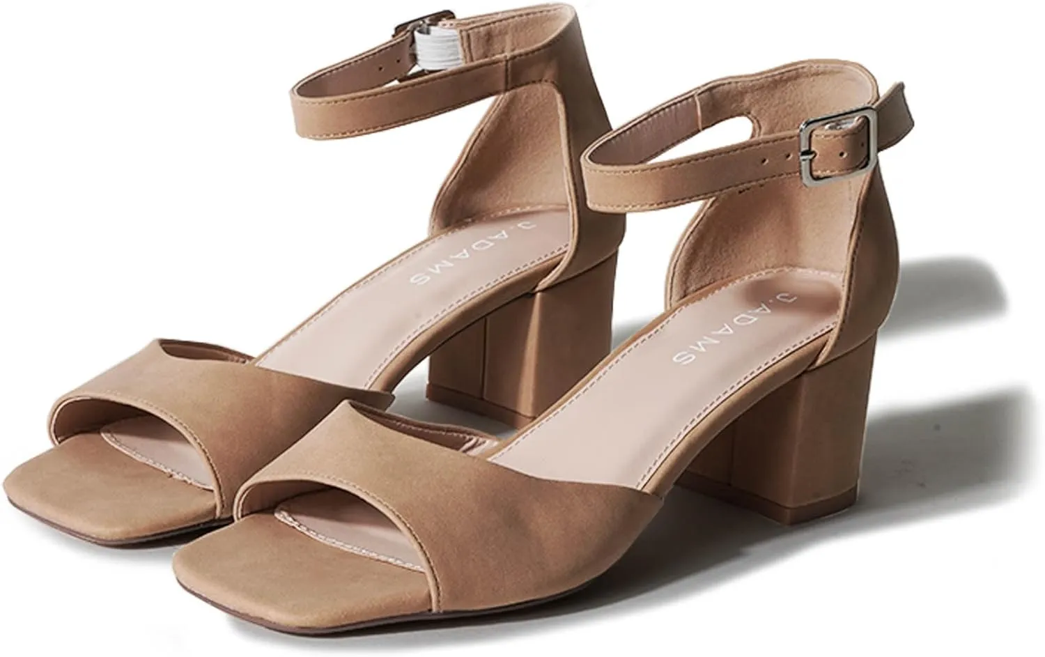 J. Adams Ruth Heeled Sandal – Low Block Heels for Women, Short Heel Bridal & Wedding Shoes, Dressy Prom Heels, Elegant Formal Dress Shoes for Bride