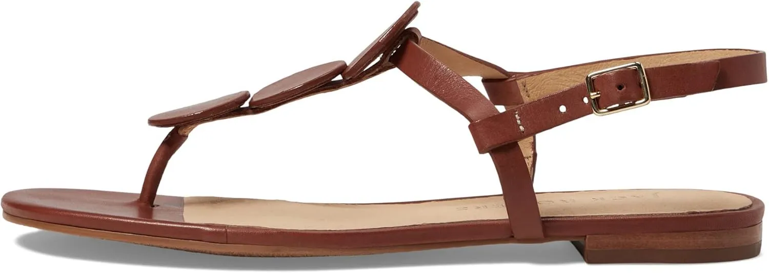 Jack Rogers Worth Flat Sandal for Women - Leather Upper, Adjustable Ankle Strap with Buckle Closure