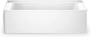 Jacuzzi SIGNATURE Acrylic Skirted Bathtub, Soaking Sanctuary, Slip Resistant, Left Drain Placement, 60" (L) x 36" (W), Rectangle Flat Front, Access Panel, White