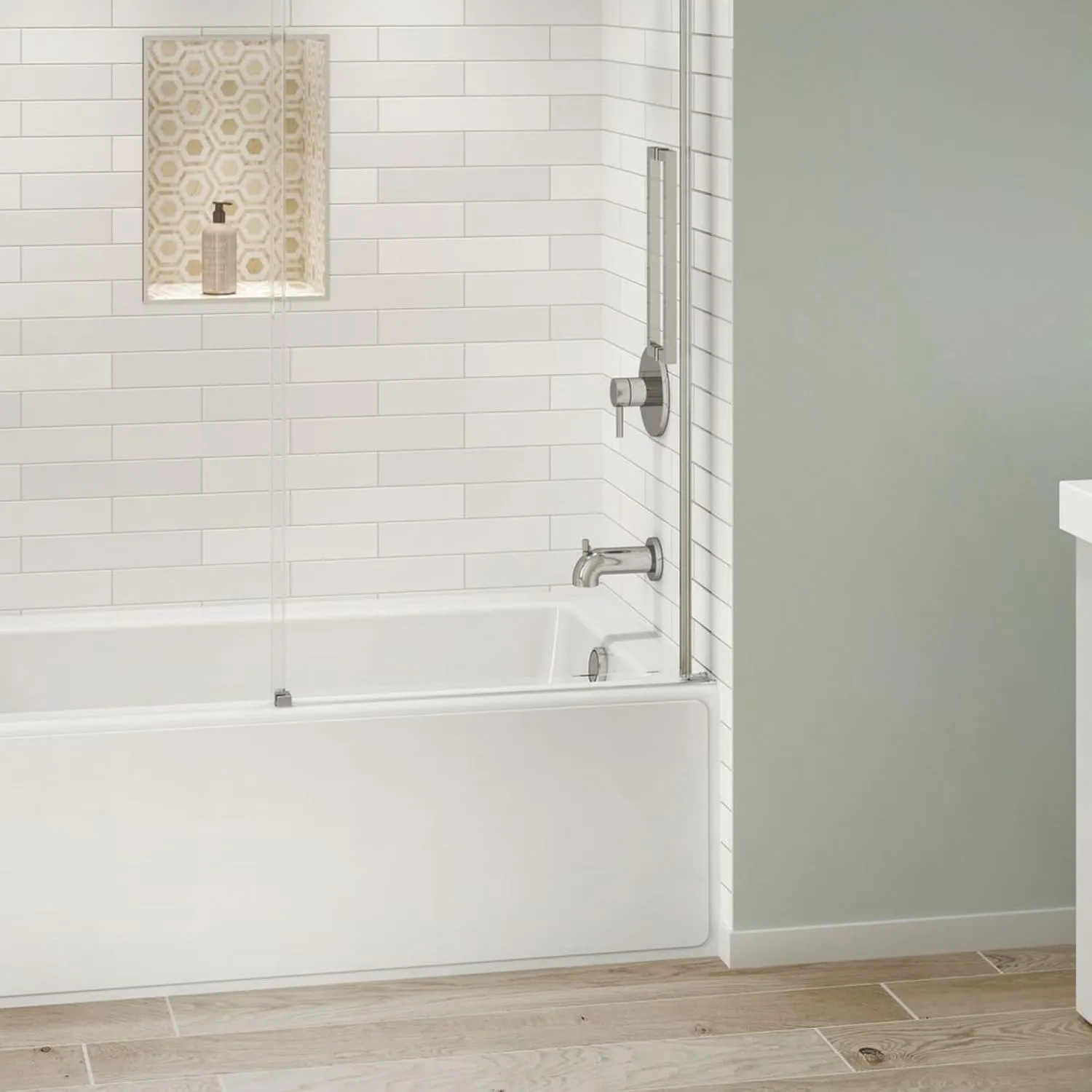 Jacuzzi SIGNATURE Acrylic Skirted Bathtub, Soaking Sanctuary, Slip Resistant, Right Drain Placement, 60" (L) x 30" (W), Rectangle Flat Front, White