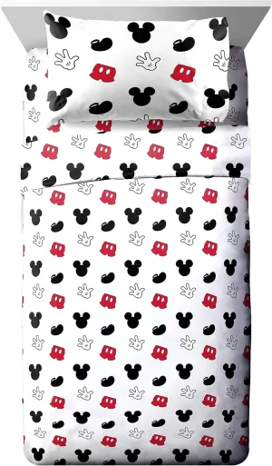 Jay Franco Disney Mickey Mouse Cute Faces Full Sheet Set - Super Soft and Cozy Kid’s Bedding - Fade Resistant Polyester Microfiber Sheets (Official Disney Product)