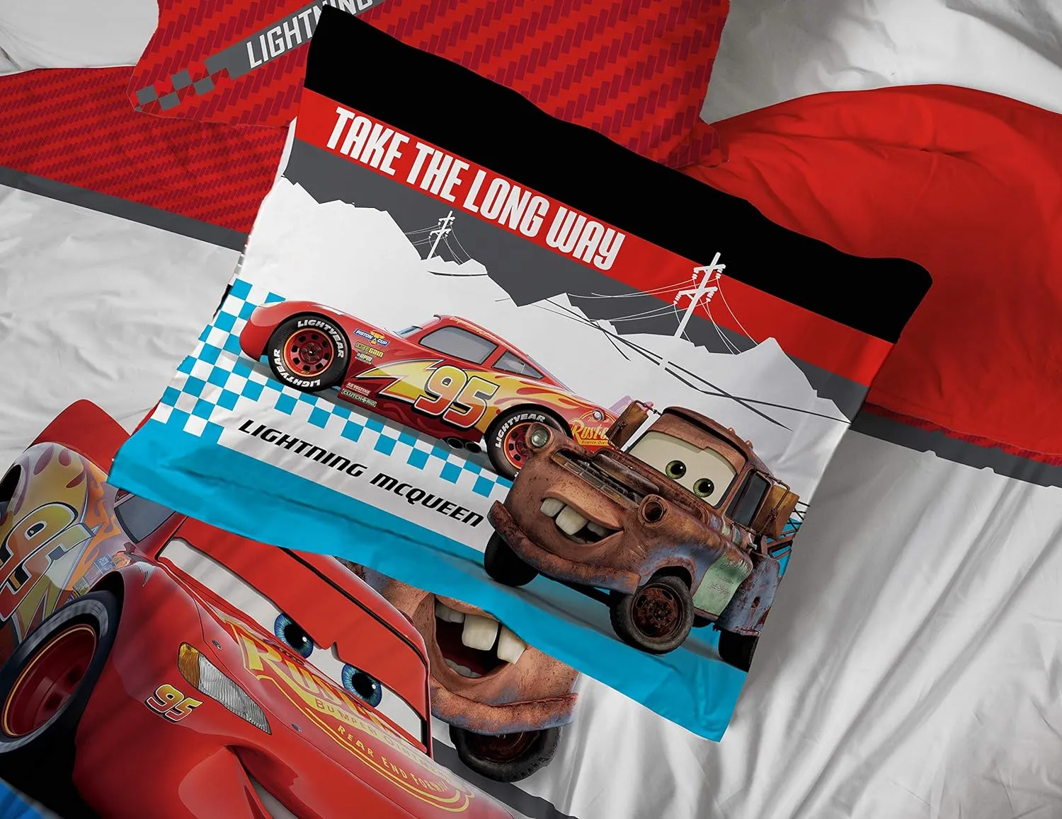 Jay Franco Disney Pixar Cars Racing Machine 5 Piece Twin Bed Set - Includes Comforter & Sheet Set - Bedding Features Lightning McQueen - Super Soft Fade Resistant Microfiber (Official Product)