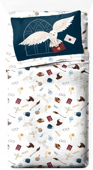 Jay Franco Kids Sheet Set Includes Sheets and Pillow Cover - 100% Microfiber Bedding and Room Decor, Multi - Harry Potter 02, 3 Piece Twin