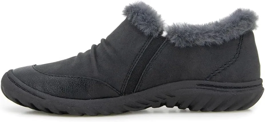 JBU Women's Heather Faux Fur Collar Fashion Comfort Casual Slip On Shoe