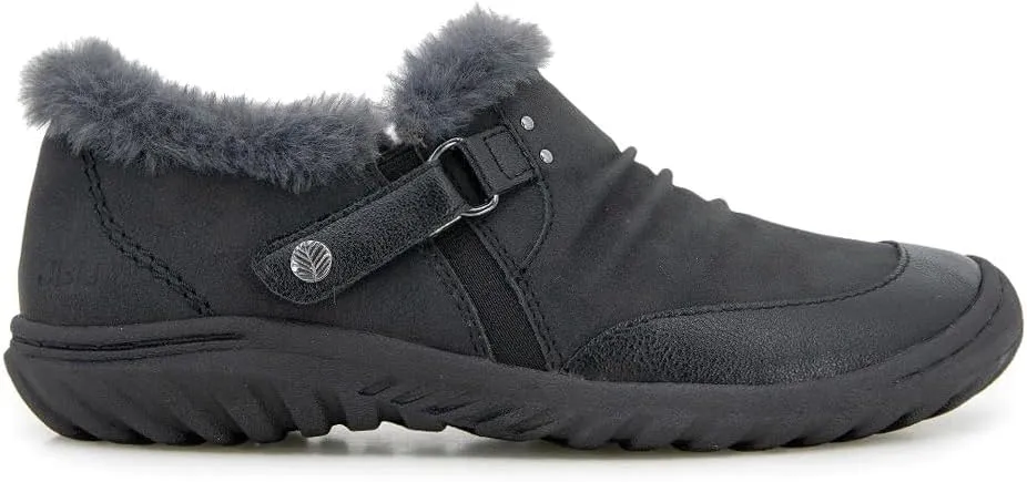 JBU Women's Heather Faux Fur Collar Fashion Comfort Casual Slip On Shoe