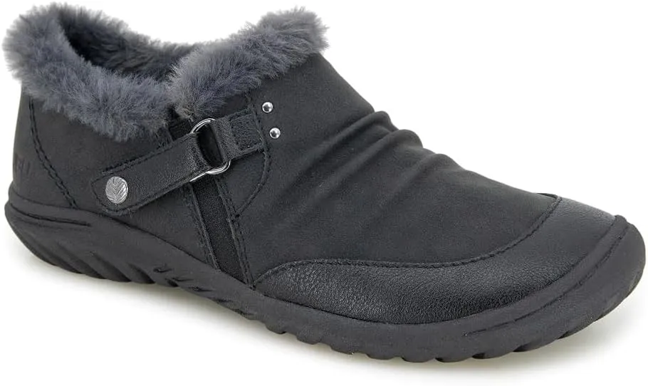 JBU Women's Heather Faux Fur Collar Fashion Comfort Casual Slip On Shoe