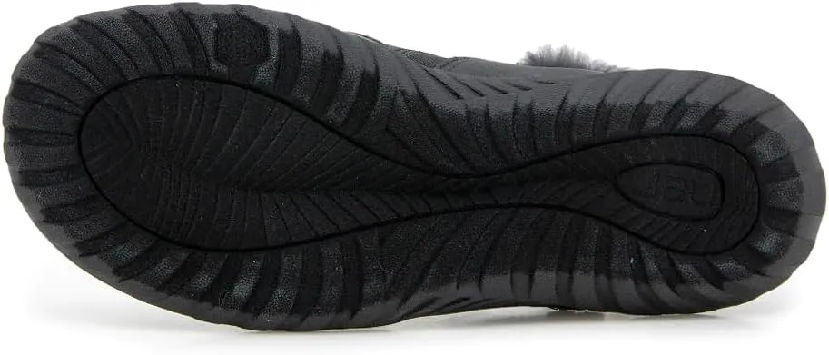 JBU Women's Heather Faux Fur Collar Fashion Comfort Casual Slip On Shoe