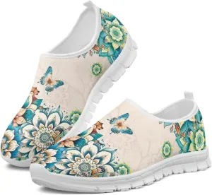 Jeiento Boho Blossom Womens Casual Loafer Slip On Lightweight Comfort Travel Walking Flats Shoes